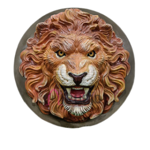 Lion Face Wall Sculpture (50.8 cm × 50.8 cm × 22.9 cm/20" × 20" × 9", 3000 g) | Modern Fiberglass Art with Marble Powder | Majestic Home Decor by Jaipurio